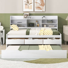Load image into Gallery viewer, Captain Bed With Built In Bookshelves, 3 Storage Drawers, And Trundle