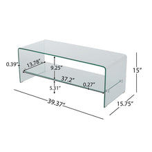 Load image into Gallery viewer, Modern Tempered Glass TV Stand With Shelf And Open Back Design - Clear