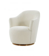 Load image into Gallery viewer, Stylish Sherpa Metal Swivel Chair - White And Gold