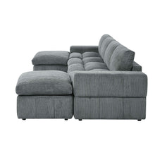Load image into Gallery viewer, Upholstered Sectional With 2 Ottomans Living Room Seating - Dark Gray