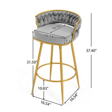 Load image into Gallery viewer, Modern Low Back Upholstered Counter Height Bar Stools (Set of 2)