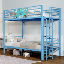 Load image into Gallery viewer, Bunk Bed, Convertible To 2 Separate Twin Size Beds With Full Length Guardrail & Ladder, No Box Spring Needed - Blue
