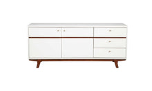 Load image into Gallery viewer, Mahogany Solids And Veneer Cabinet Enclosed Storage TV Stand - White