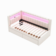 Load image into Gallery viewer, Upholstered Platform Bed With USB Ports And LED Belt