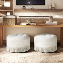 Load image into Gallery viewer, Yolanda - Round Upholstered Accent Ottoman - Almond White