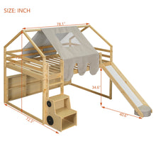 Load image into Gallery viewer, Loft Bed With House Shaped Frame And Tent