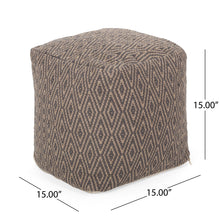 Load image into Gallery viewer, Amuleto - Hand Loomed Cotton Pouf - Dark Gray / Brown