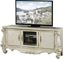 Load image into Gallery viewer, Wood Poly Resin Glass TV Console - Bone White