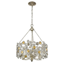 Load image into Gallery viewer, Three Light Metal And Crystals Dimmable Chandelier With Shades - Silver