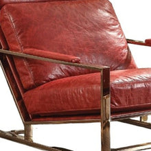Load image into Gallery viewer, Top Grain Leather Lounge Chair With Ottoman - Red And Gold