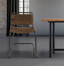 Load image into Gallery viewer, Leather Metal Open Back Dining Side Chair - Brown