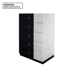 Load image into Gallery viewer, 5 Drawer Chest Storage Unit, Clothes Organizer, Geometric Pattern - White / Black