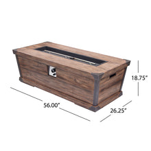 Load image into Gallery viewer, Outdoor Patio Rectangle Gas Burning Fire Pit 50, 000 Btu, Wood Pattern - Brown