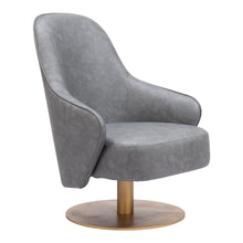 Load image into Gallery viewer, Faux Leather Swivel Arm Chair - Gray And Gold