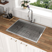 Load image into Gallery viewer, Topmount Stainless Steel Kitchen Sink With Workstation Ledge And Accessories