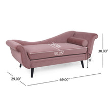 Load image into Gallery viewer, Auroral - Velvet Upholstered Chaise Lounge With Scrolled Arms And Tapered Legs