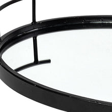 Load image into Gallery viewer, Matte Metal With Two Handle Both Sides And Mirrored Glass Bottom Tray - Black