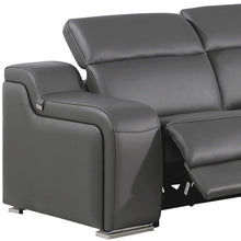 Load image into Gallery viewer, Italian Leather Power Reclining L Shaped Five Piece Corner Sectional - Dark Gray