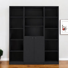 Load image into Gallery viewer, Five Tier Bookcases With Two Doors (Set of 3) - Black