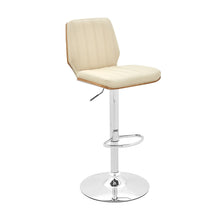 Load image into Gallery viewer, Faux Leather And Steel Swivel Adjustable Height Bar Chair - Cream / Silver