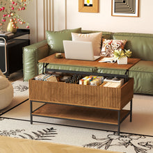 Load image into Gallery viewer, Rectangle Lift Top Coffee Table With Hidden Storage And Lower Shelf - Brown