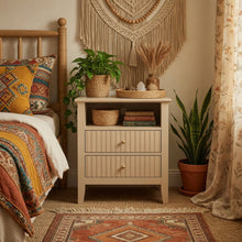 Load image into Gallery viewer, Fluted Nightstand With 2 Drawers