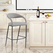 Load image into Gallery viewer, 30" Contemporary Faux Leather And Iron Low Back Bar Height Bar Chair - Gray