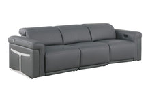 Load image into Gallery viewer, Top Grain Leather Reclining Metal USB Sofa (720359) - Dark Gray