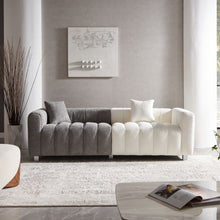 Load image into Gallery viewer, 3 Seater Sofa With Metal Base Legs And 2 Pillows In +, 87.4" Premium Couch For Living Room - White / Gray