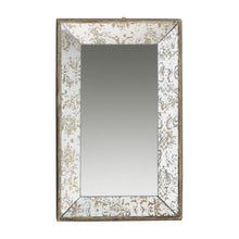 Load image into Gallery viewer, Antique Rectangle Mirror With Floral Accents, Mirrored Display Tray, Hanging Wall Mirror
