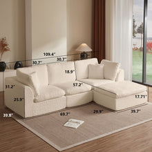 Load image into Gallery viewer, Cloud Sectional Couch, Convertible With Ottoman, 3 Seater Modular Design