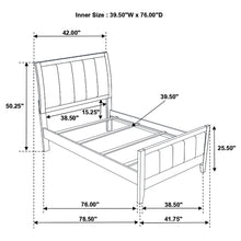 Load image into Gallery viewer, Twin Panel Bed With Headboard And Tapered Legs - Brown
