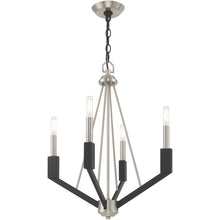 Load image into Gallery viewer, 23" Four Light Dimmable Chandelier With Shades - Nickel