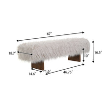 Load image into Gallery viewer, Long Haired Faux Wool Bench - Brown / Beige