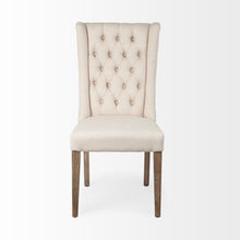 Load image into Gallery viewer, Tufted And Upholstered Linen Wing Back Dining Side Chair - Cream
