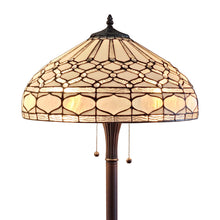 Load image into Gallery viewer, Two Light Traditional Shaped Floor Lamp With White Stained Glass Bowl Shade - Brown