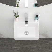 Load image into Gallery viewer, Ceramic Rectangle Wall Mount Bathroom Sink With Single Faucet Hole