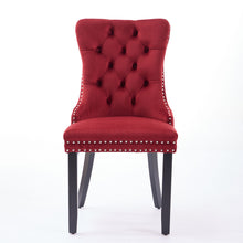 Load image into Gallery viewer, Classic Velvet Dining Chairs, High-End Tufted Solid Wood Contemporary Velvet Upholstered Dining Chair With Wood Legs Nailhead (Set of 2) - Burgundy