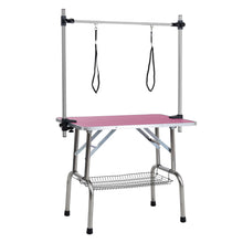 Load image into Gallery viewer, Folding Dog Pet Grooming Table Stainless Steel Frame Rubber Mat On Board With Adjustable Arm And Clamps Pet Dog Cat Grooming Table
