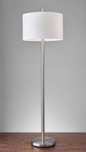 Load image into Gallery viewer, Two Light Traditional Shaped Floor Lamp White Drum Shade - Silver White