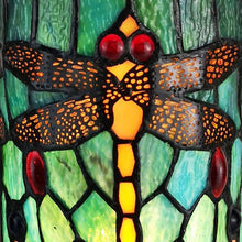 Load image into Gallery viewer, Dragonfly Stained Glass Accent Lamp - Green Brown And Orange