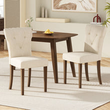 Load image into Gallery viewer, Modern Indoor Wood Dining Set With Chairs And Table, Rubber Wood, 6 Piece - Cream / Walnut