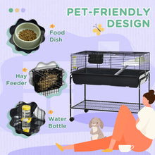 Load image into Gallery viewer, Pawhut - Two-Story Small Animal Cage Removable From Stand, Guinea Pig Cage, Hedgehog Cage, Chinchilla Cage, Ferret, With Shelf & Wheels, Pet Habitat - Black