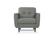 Load image into Gallery viewer, Genuine Leather And Black Tufted Arm Chair 35" - Pesto Green