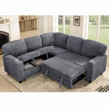 Load image into Gallery viewer, L-Shaped Sofa With Pull Out Sofa Bed With USB