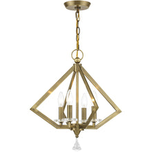 Load image into Gallery viewer, 19" Four Light Dimmable Chandelier With Shades - Antiqued Brass