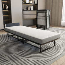 Load image into Gallery viewer, Modern Metal Folding Bed Frame With Foam Mattress, Easy Storage & Mobility - Black