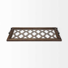 Load image into Gallery viewer, 35" Wood Indoor Outdoor Tray With Handles - Silver