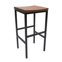 Load image into Gallery viewer, Steel Swivel Backless Bar Height Chair With Footrest 30" - Chestnut