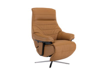 Load image into Gallery viewer, Tufted Genuine Leather Power Swivel Recliner - Camel
